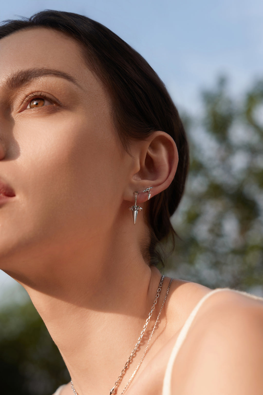 Silver Point Huggie Hoop Earrings