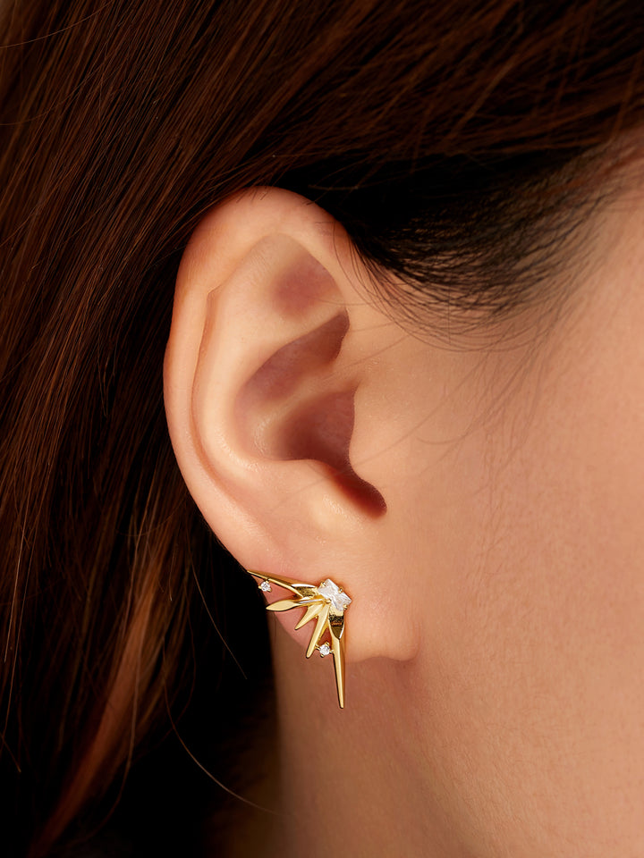 Gold Statement Spike Stud Earrings