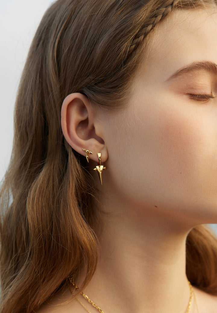 Gold Point Huggie Hoop Earrings