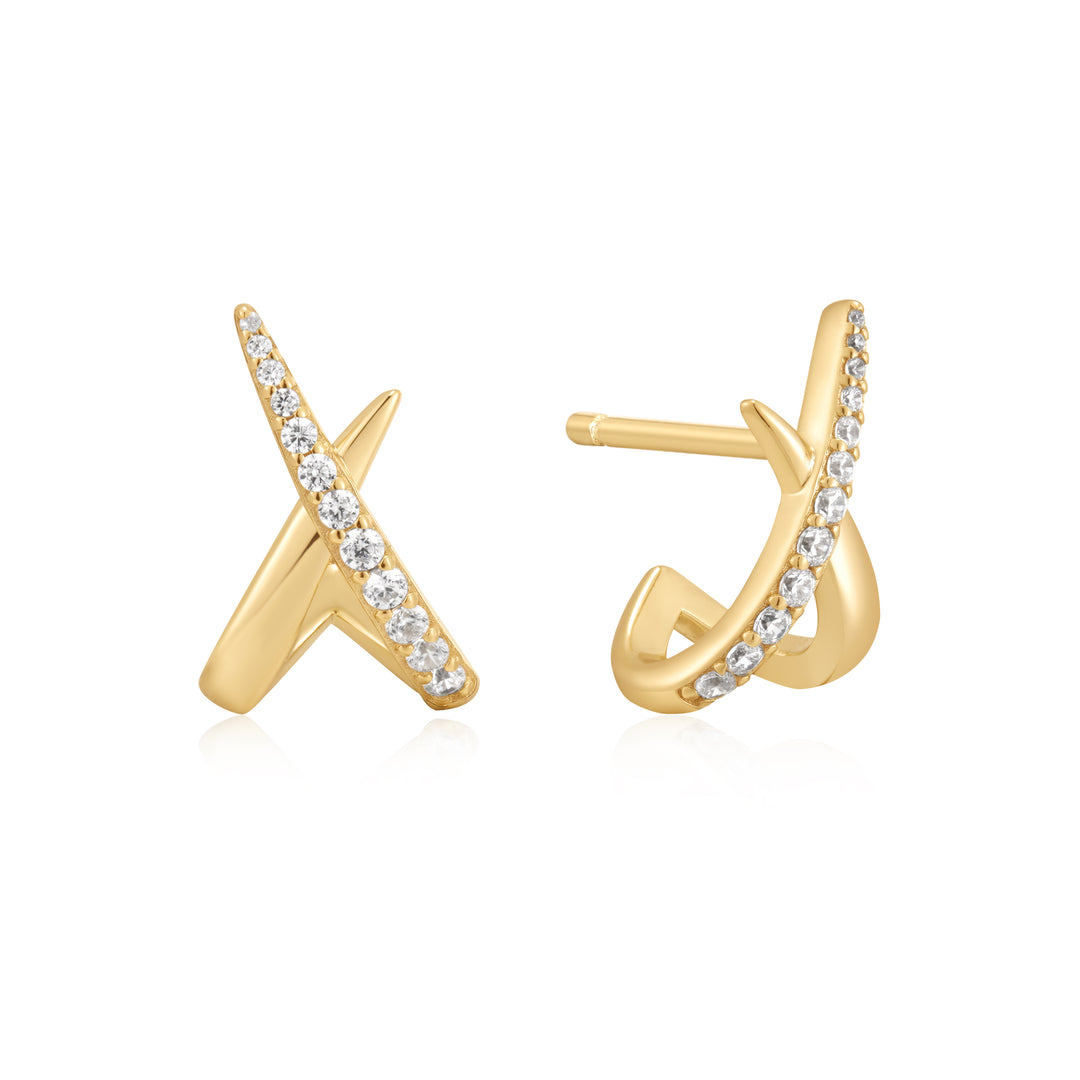 Gold Kiss Polished Pavé Studs