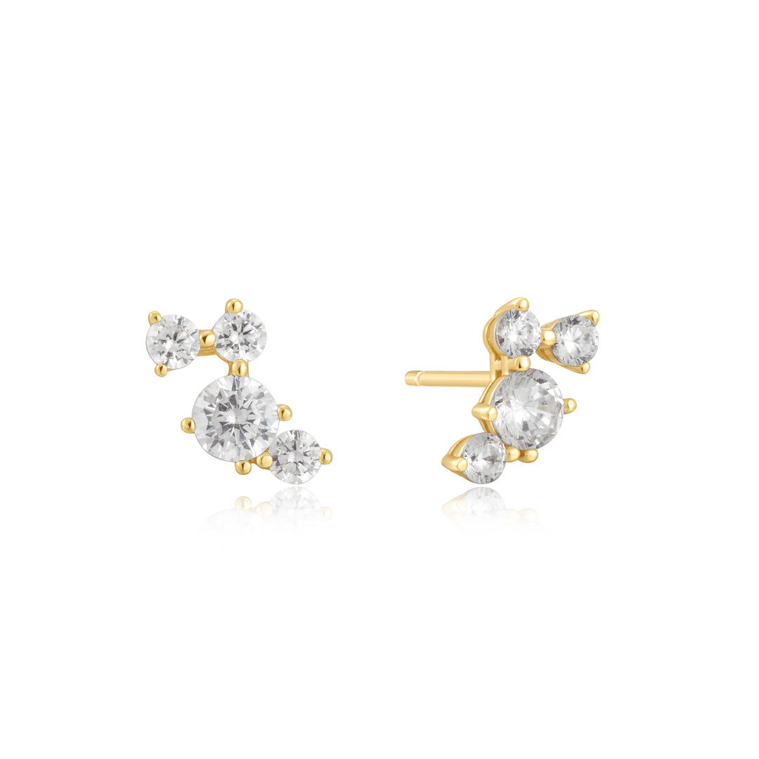 Gold Pavé Climber Stud  Earrings