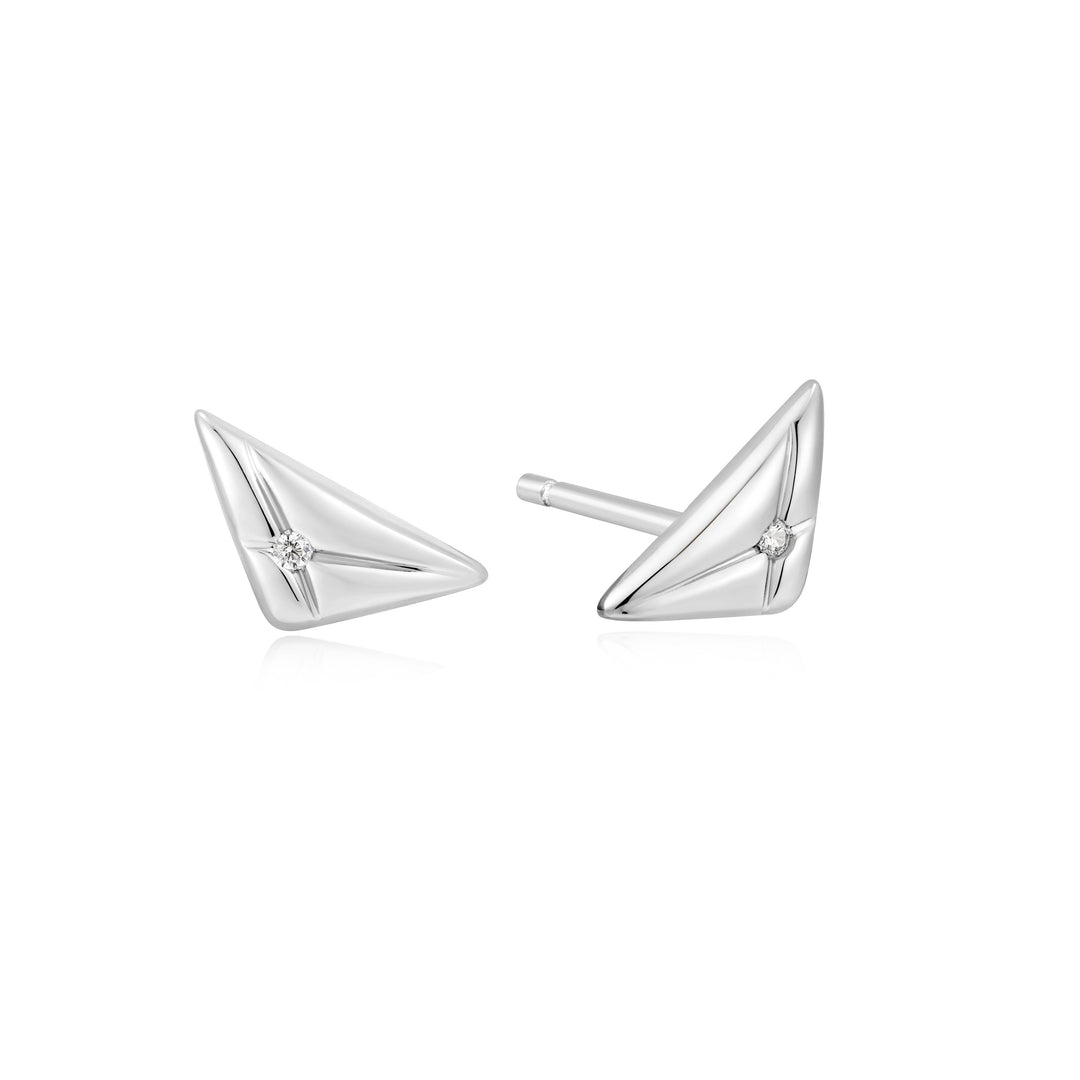 Silver Triangle Kiss Studs