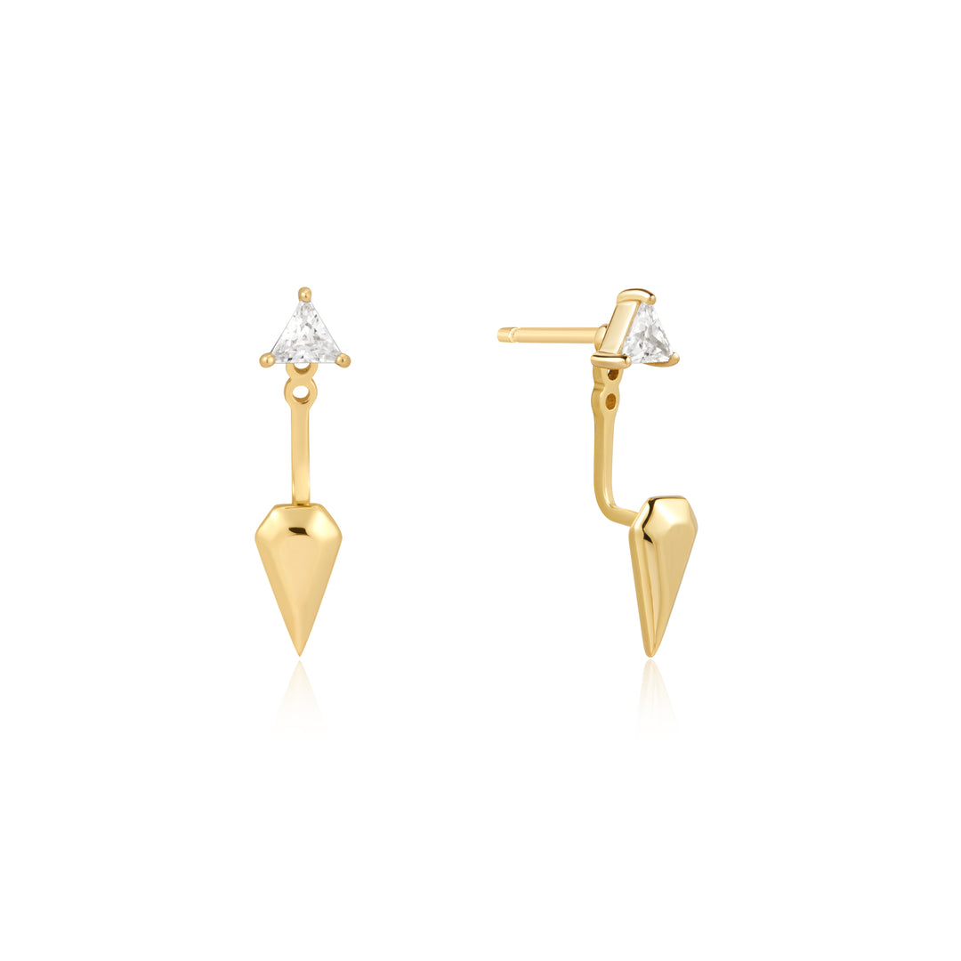 Gold Triangle Cubic Zirconia Geometric Stud Ear Jackets