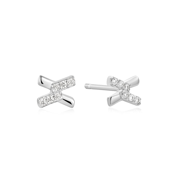 Silver Cross Cubic Zirconia Studs