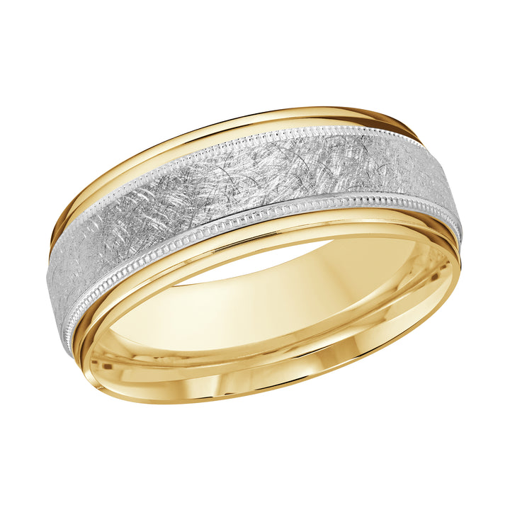 M3 008 8YW 04   A Yellow   White Wedding Band available in 10K  14K and 18K Gold