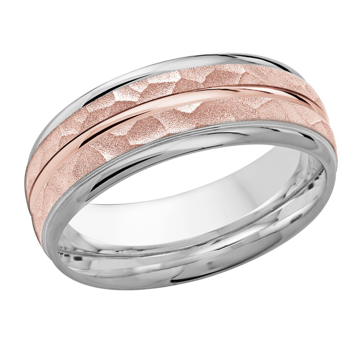 M3 016 8WP 02   A White   Pink Wedding Band available in 10K  14K and 18K Gold