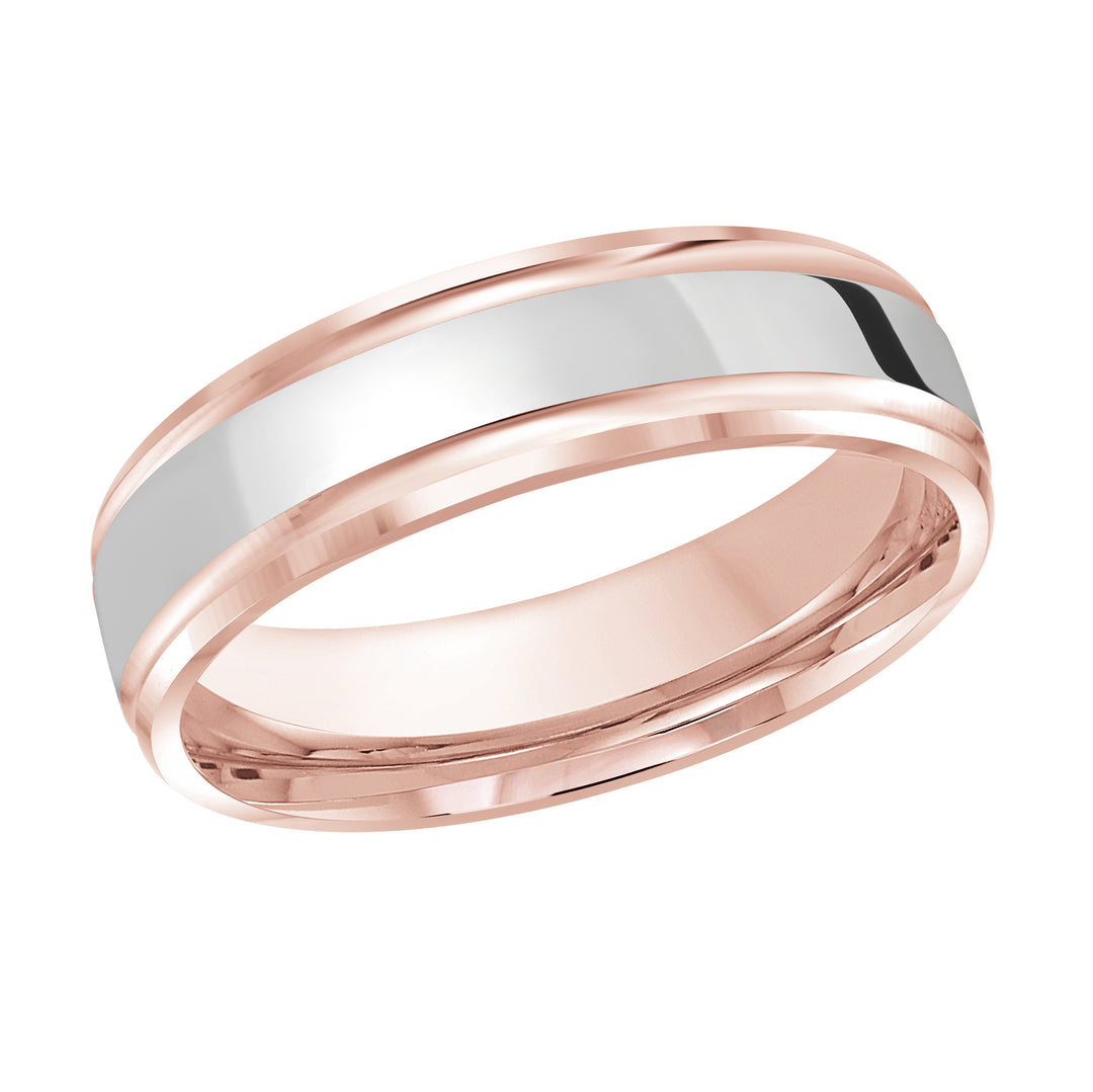 M3 411 6PW 03   A Pink White Wedding Band available in 10K  14K and 18K Gold