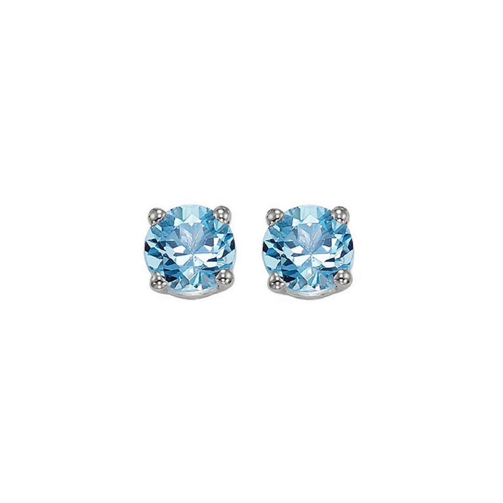 14Kt White Gold Blue Topaz 1Ctw Earring