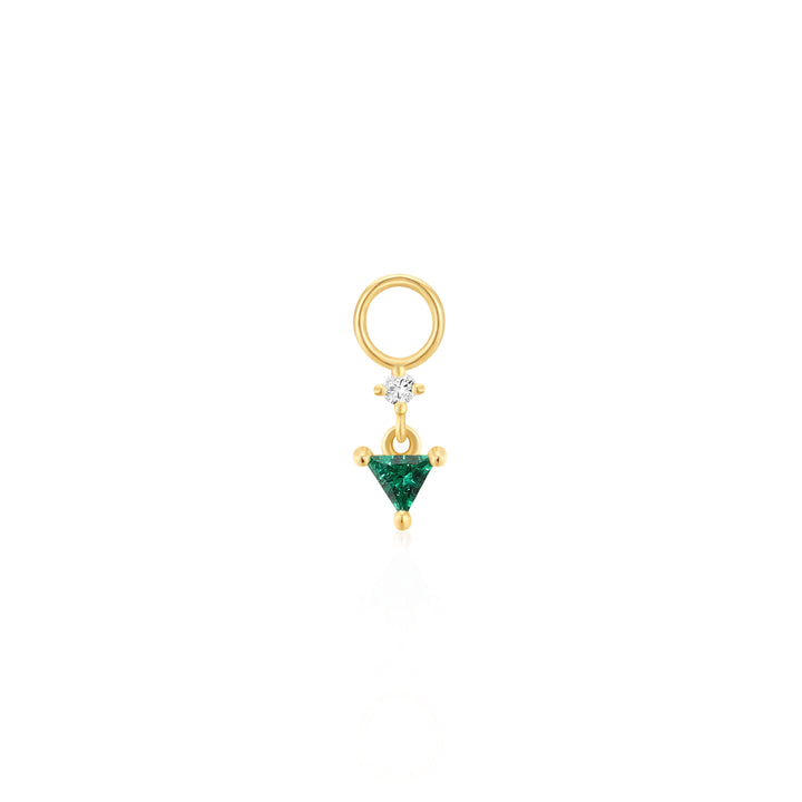 Gold Sparkle Drop Green Earring Charm