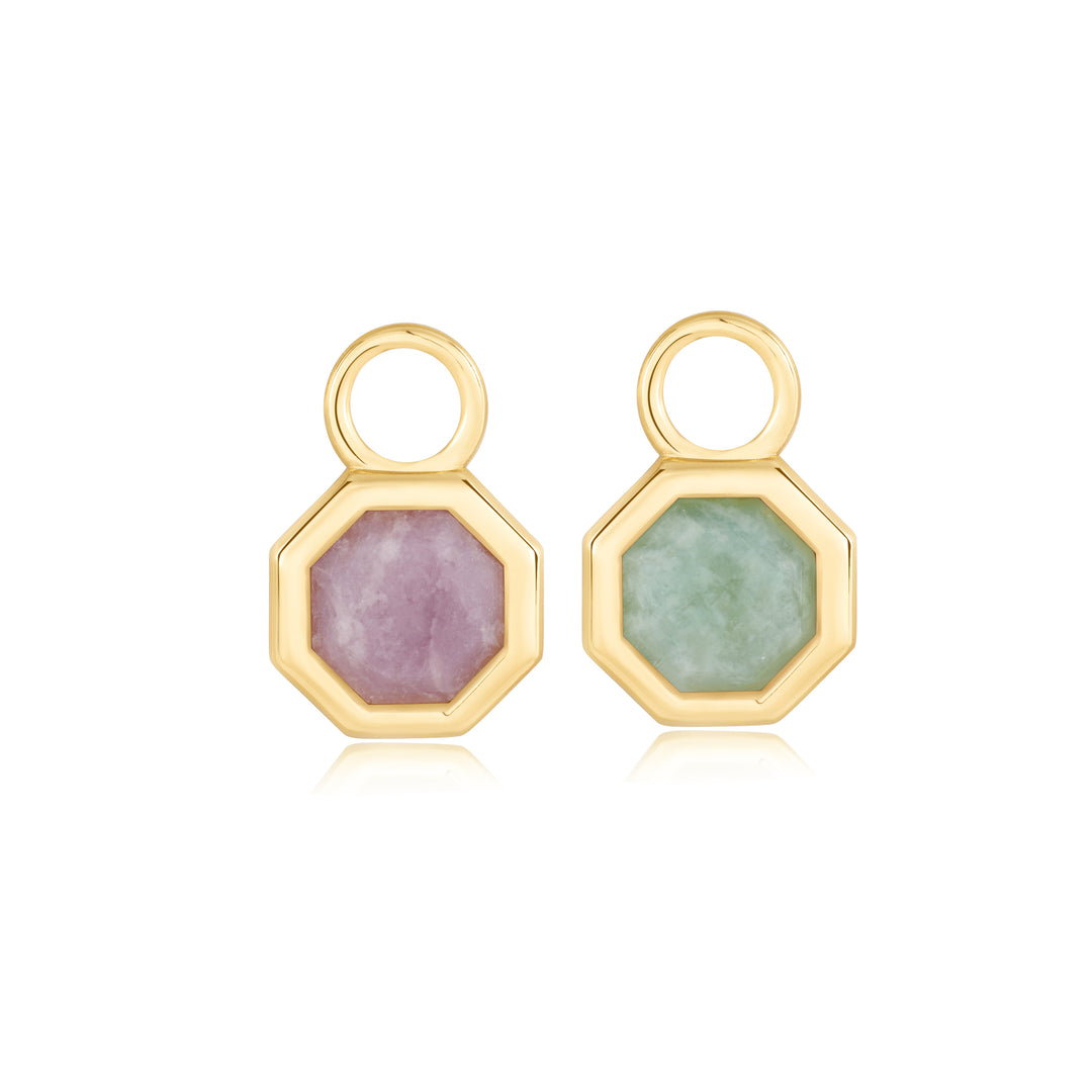 Gold Octagon Gemstone Earring Charm