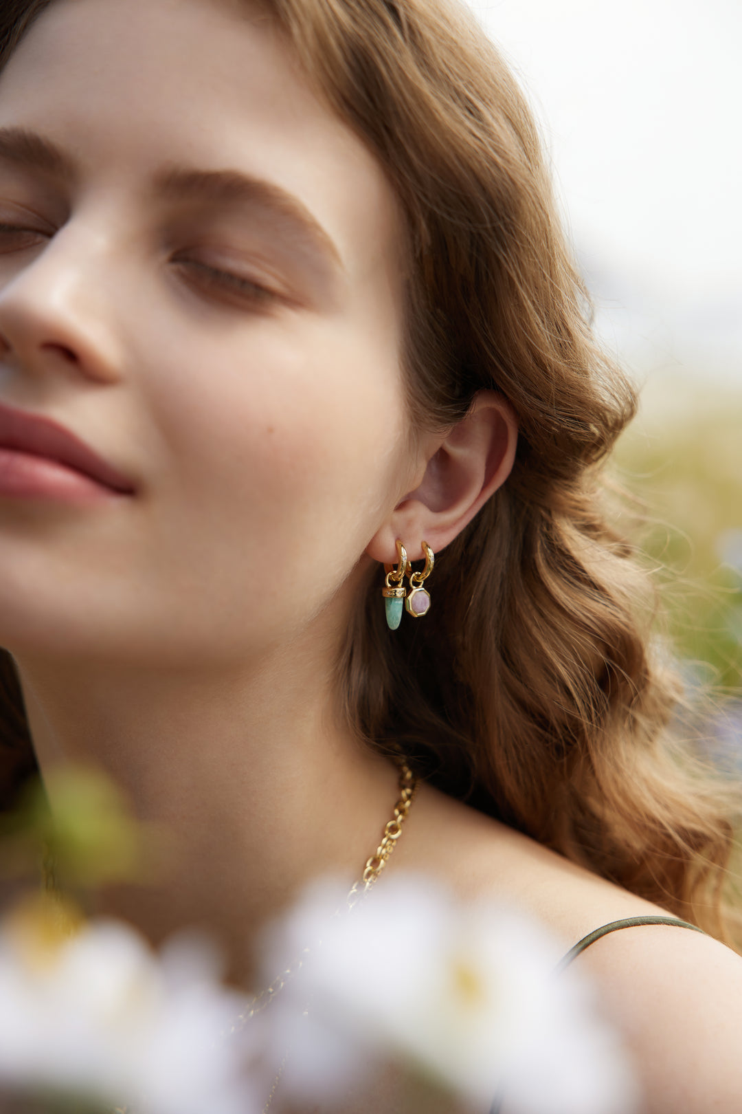 Gold Amazonite Drop Earring Charm