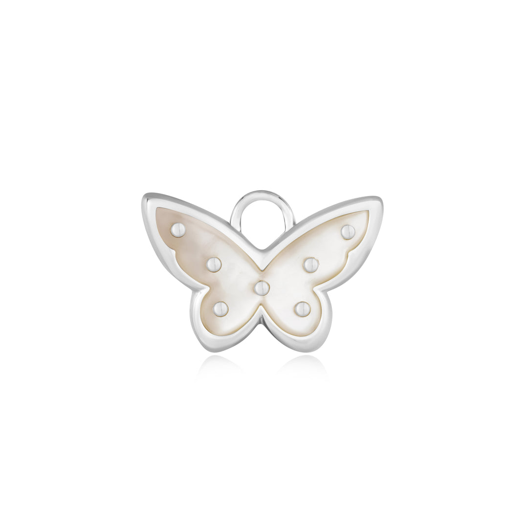 Silver Mother Of Pearl Butterfly Earring Charm