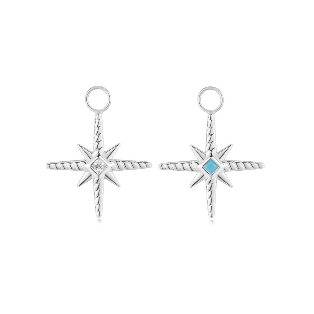 Silver Turquoise and Cubic Zirconia Star Earring Charm