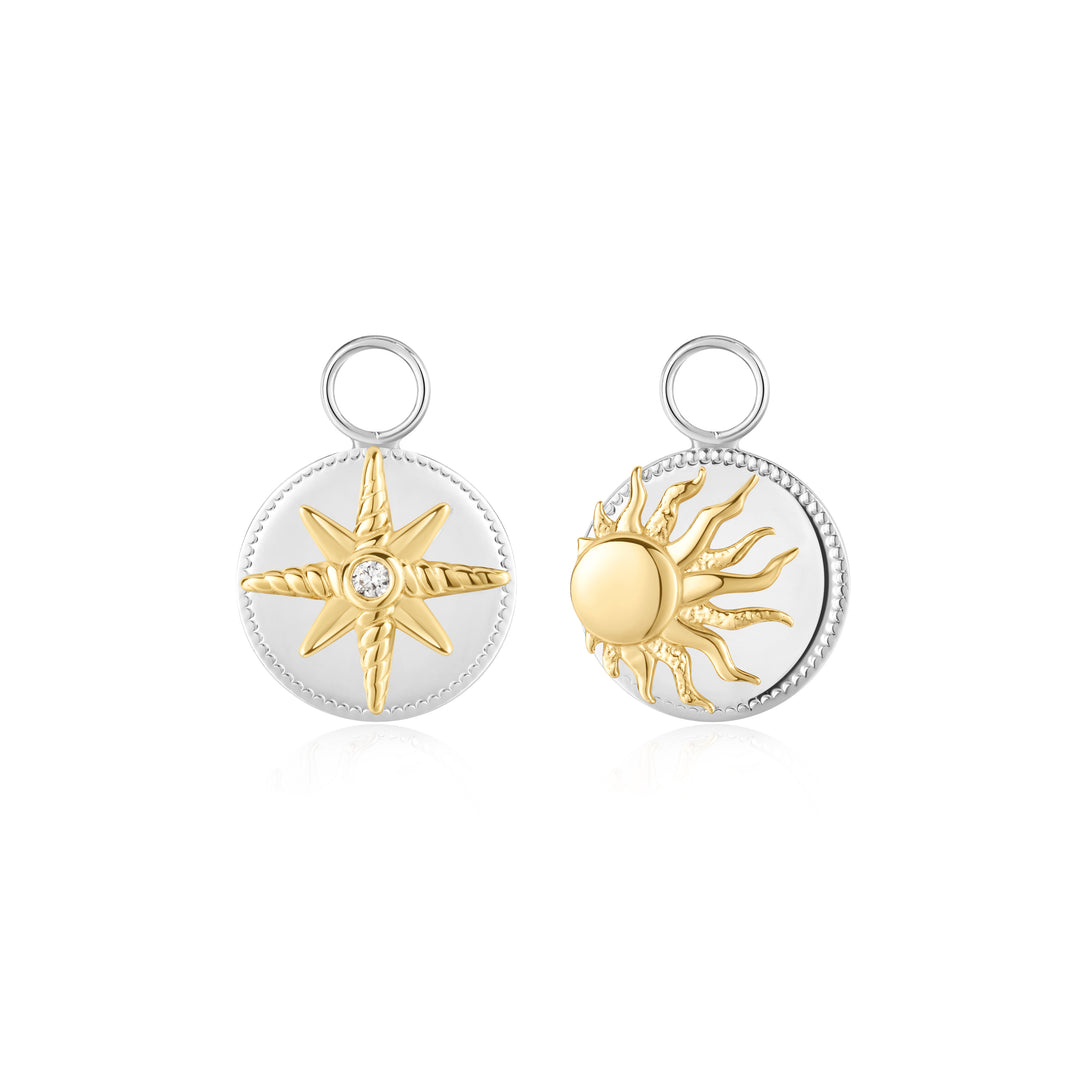 Two Tone Bright Sun Earring Charm