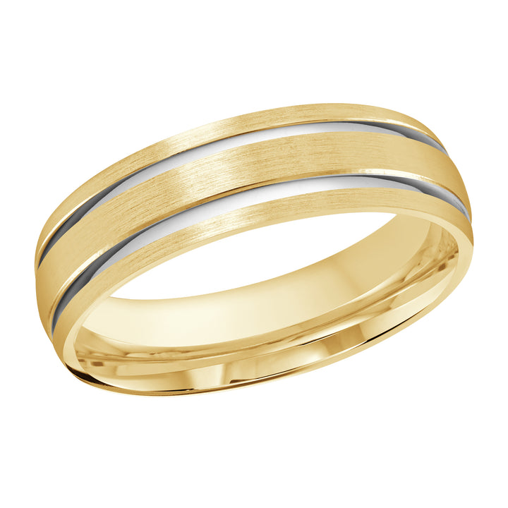 M3 393 6YW 01   A Yellow   White Wedding Band available in 10K  14K and 18K Gold