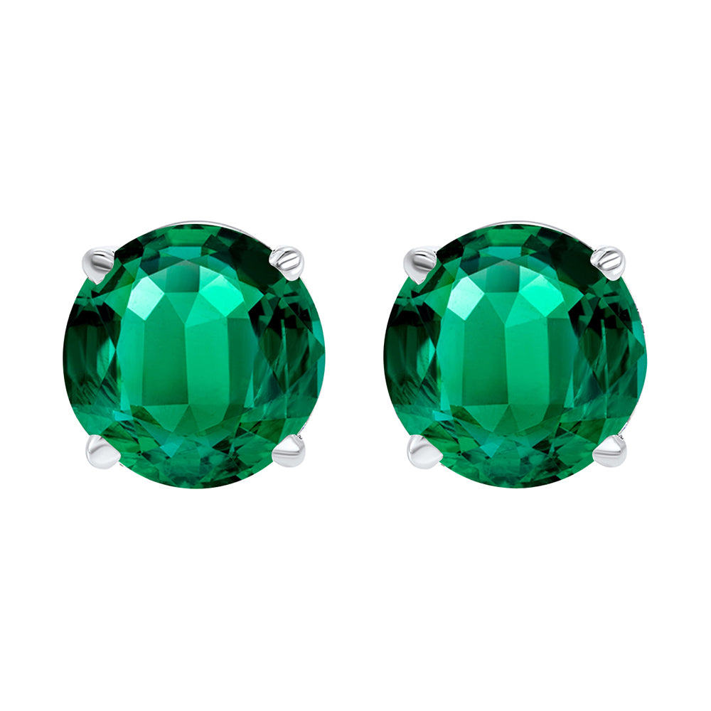 14Kt White Gold Emerald 1/5Ctw Earring