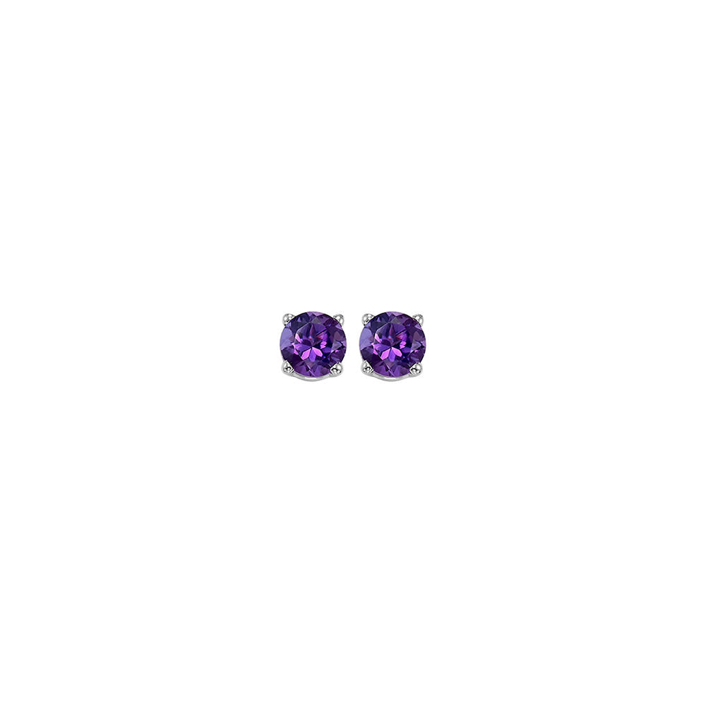 14Kt White Gold Amethyst 1/5Ctw Earring