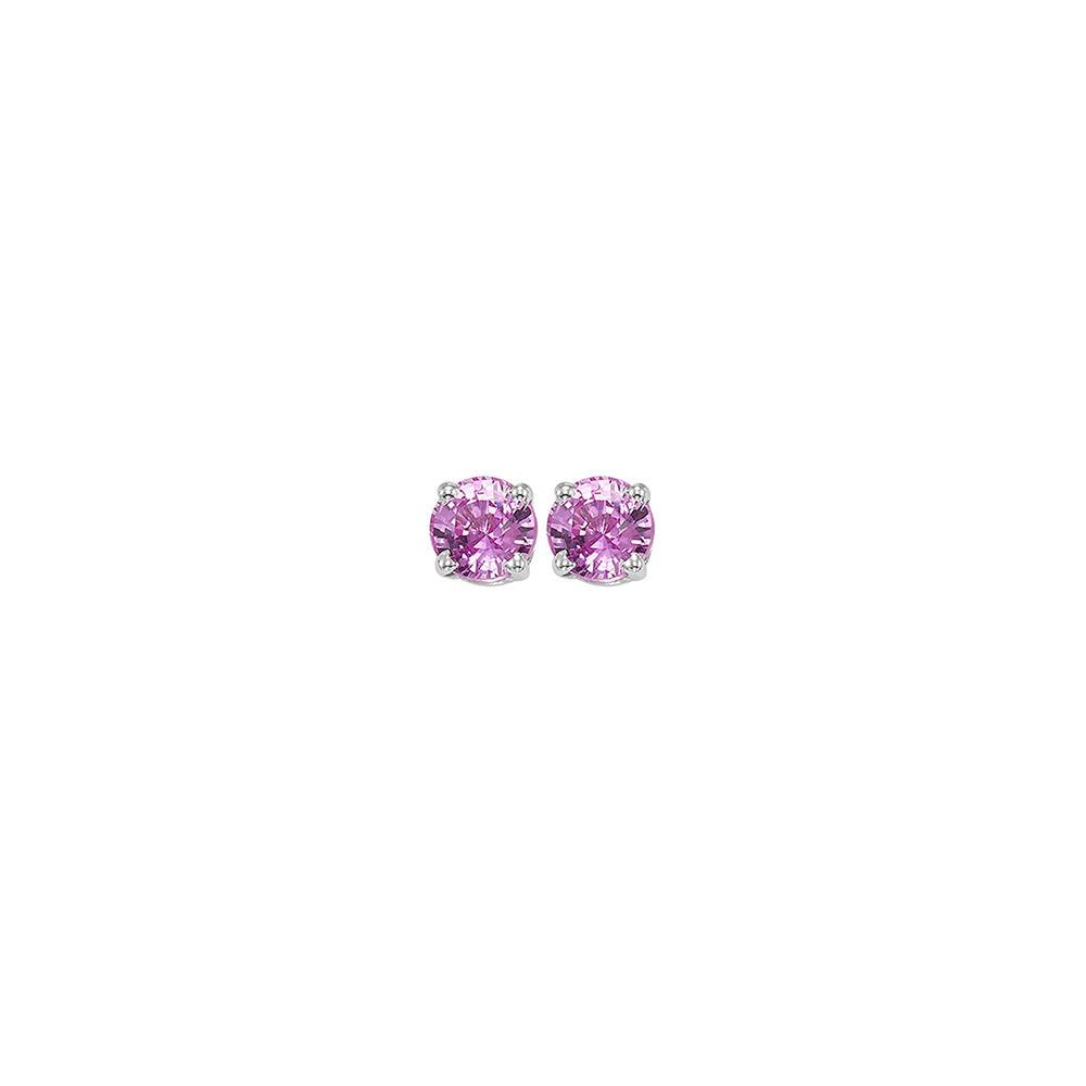 14Kt White Gold & Pink Sapphire 1/4Ctw Earring