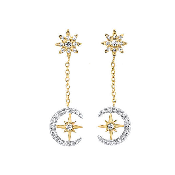 14Kt White Yellow Gold Diamond 1/4Ctw Earring