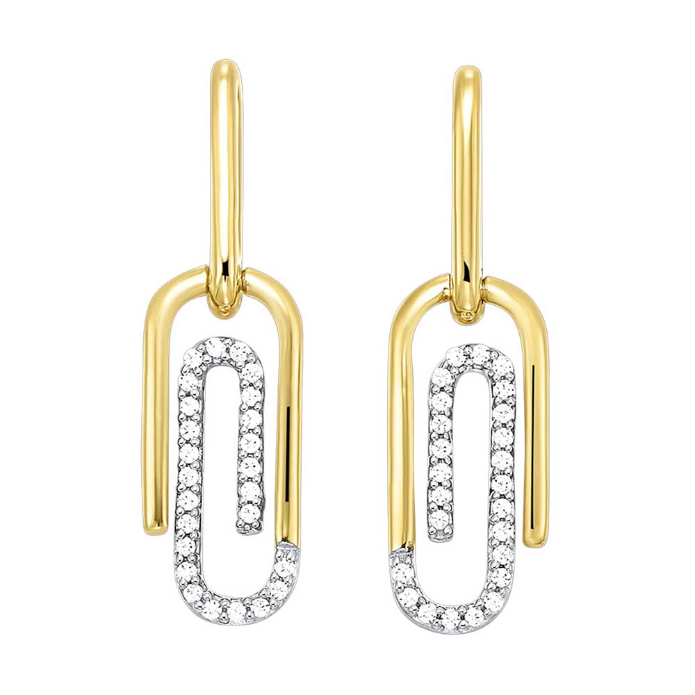 10Kt White Yellow Gold Diamond 1/7Ctw Earring