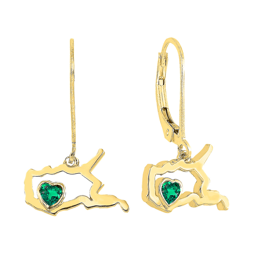 14Kt Yellow Gold Emerald 1/5Ctw Earring