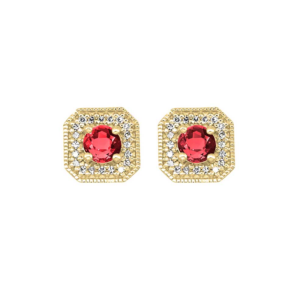 10Kt Yellow Gold Diamond 1/10Ctw & Garnet 5/8Ctw Earring