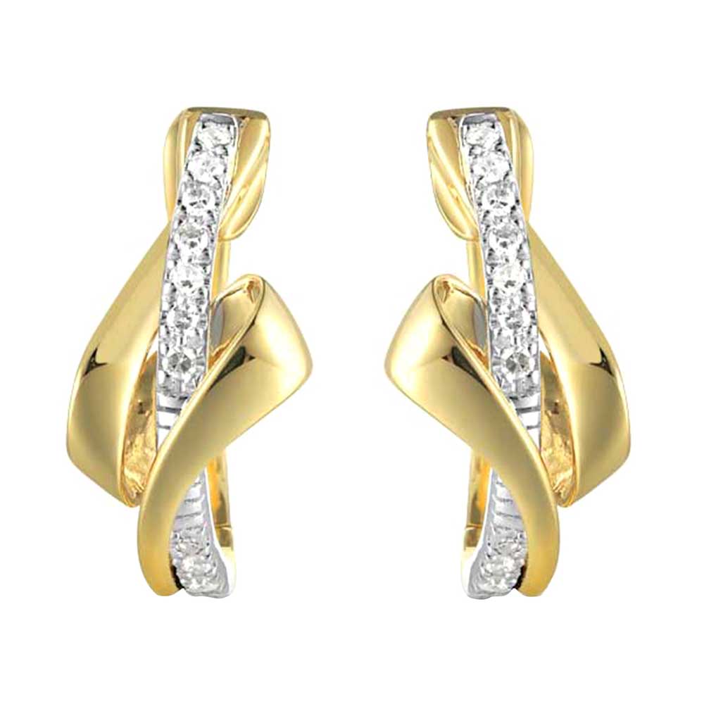 14Kt White Yellow Gold Diamond 1/8Ctw Earring