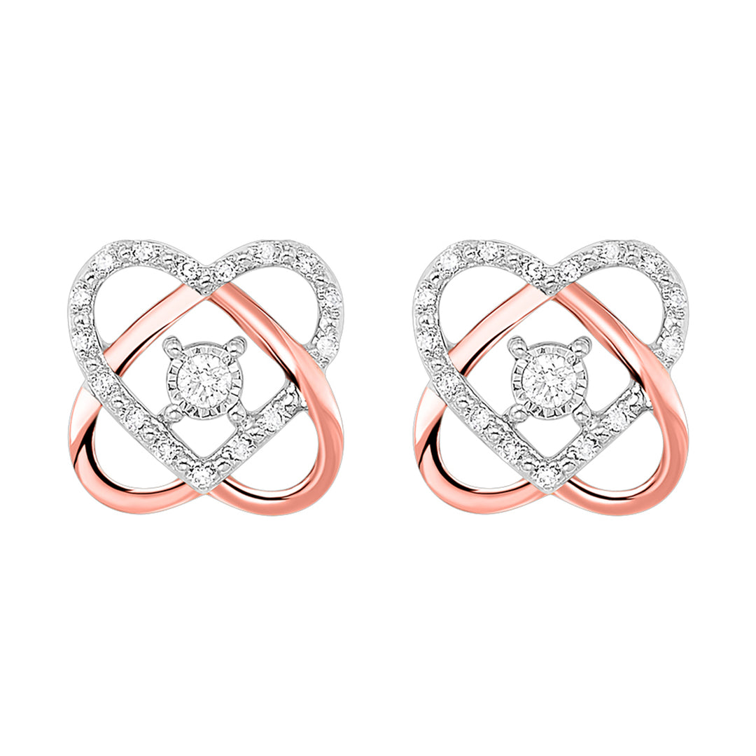 14Kt White Rose Gold Diamond 1/10Ctw Earring