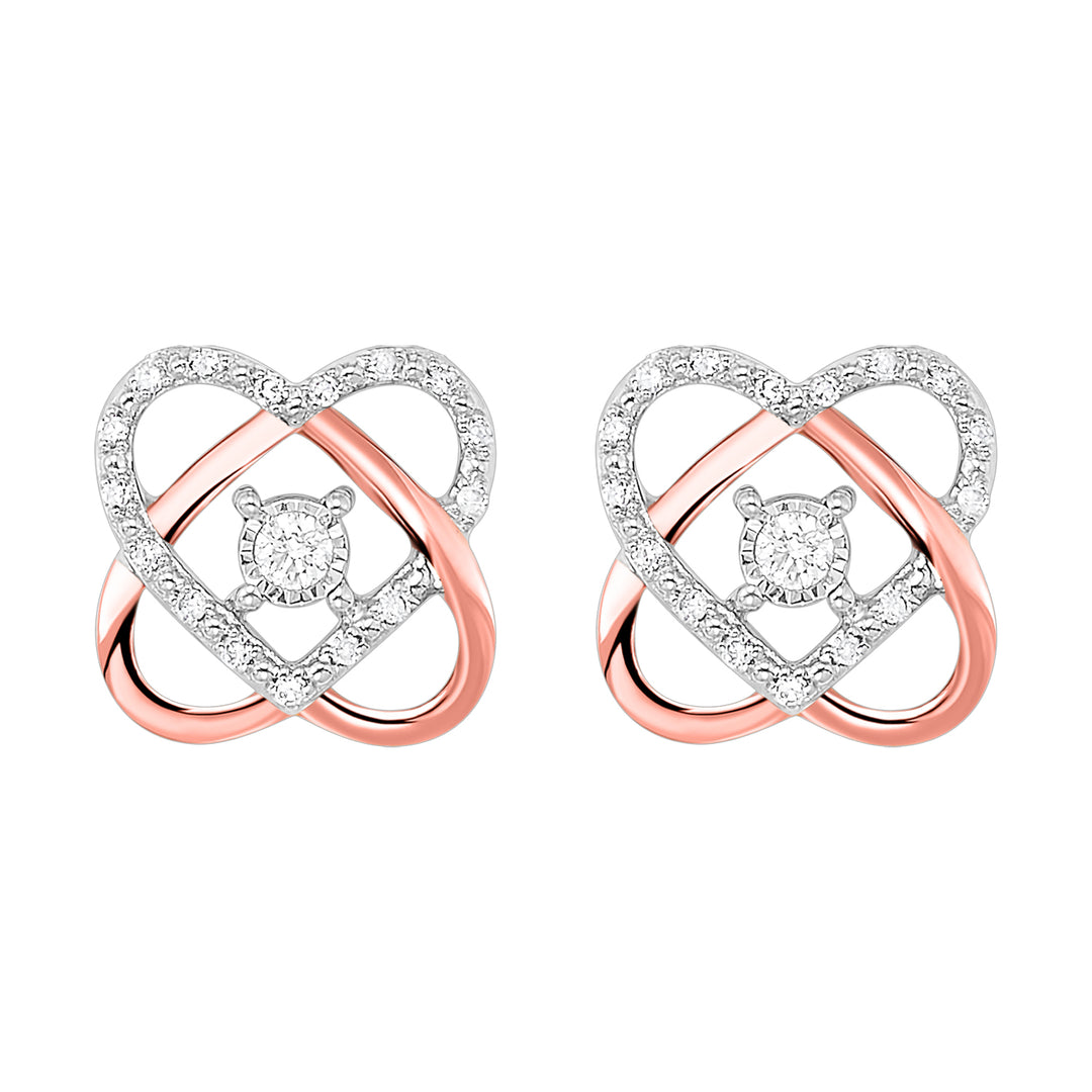 10Kt White Rose Gold Diamond 1/8Ctw Earring