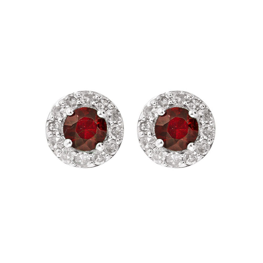 10Kt White Gold Diamond 1/7Ctw & Ruby 1/3Ctw Earring