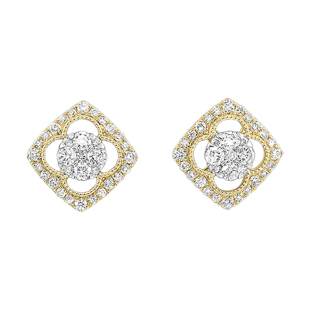 14Kt White Yellow Gold Diamond 1/2Ctw Earring