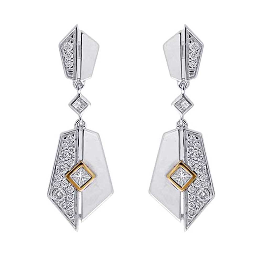 14Kt White Yellow Gold Diamond 1/2Ctw Earring