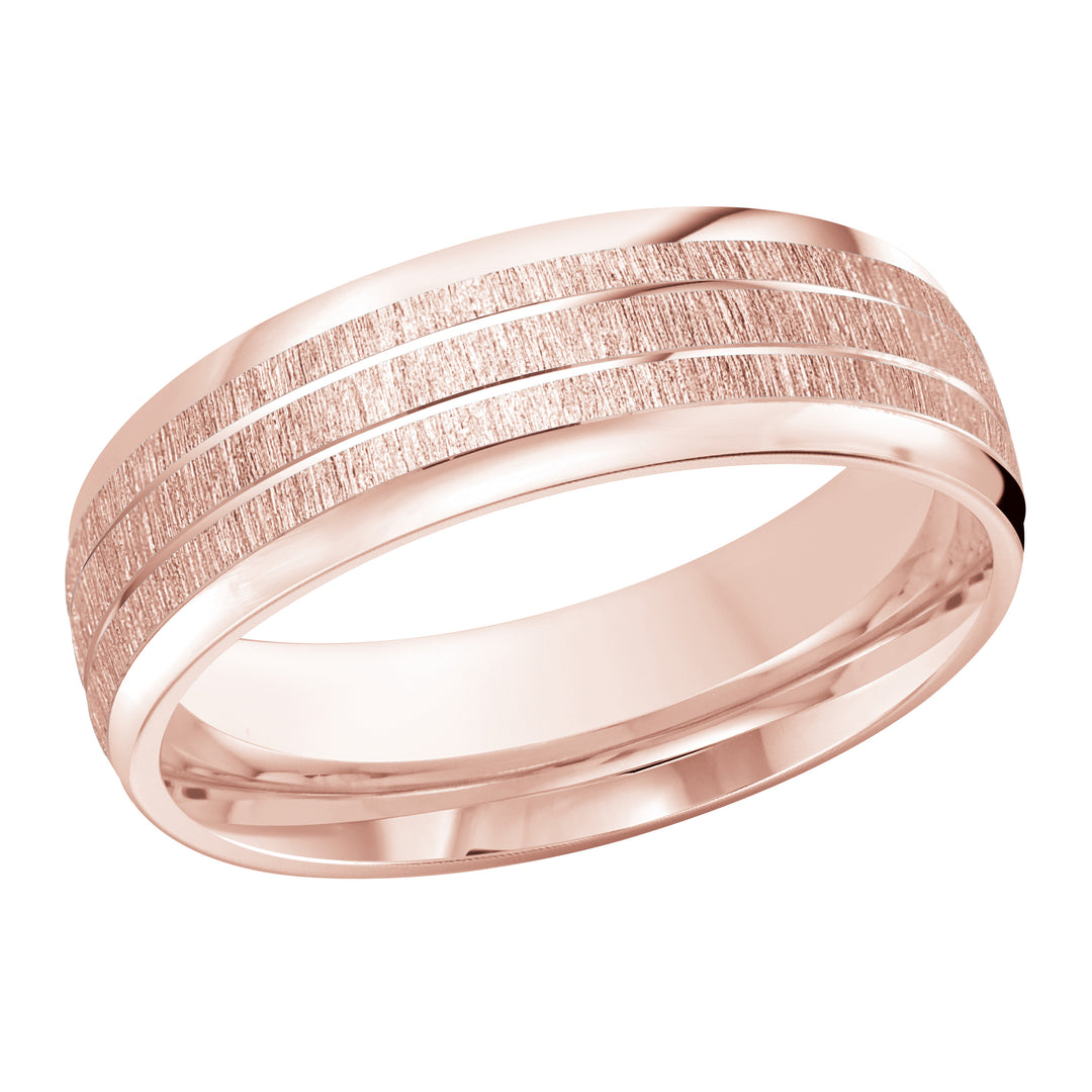 M3 722 7P 06   A Pink Wedding Band available in 10K  14K and 18K Gold