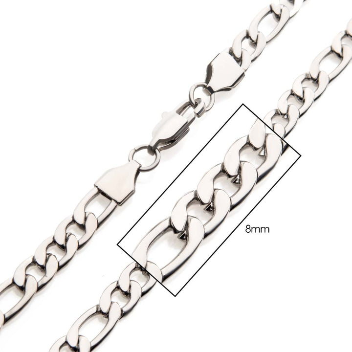 8mm Steel Figaro Chain Necklace