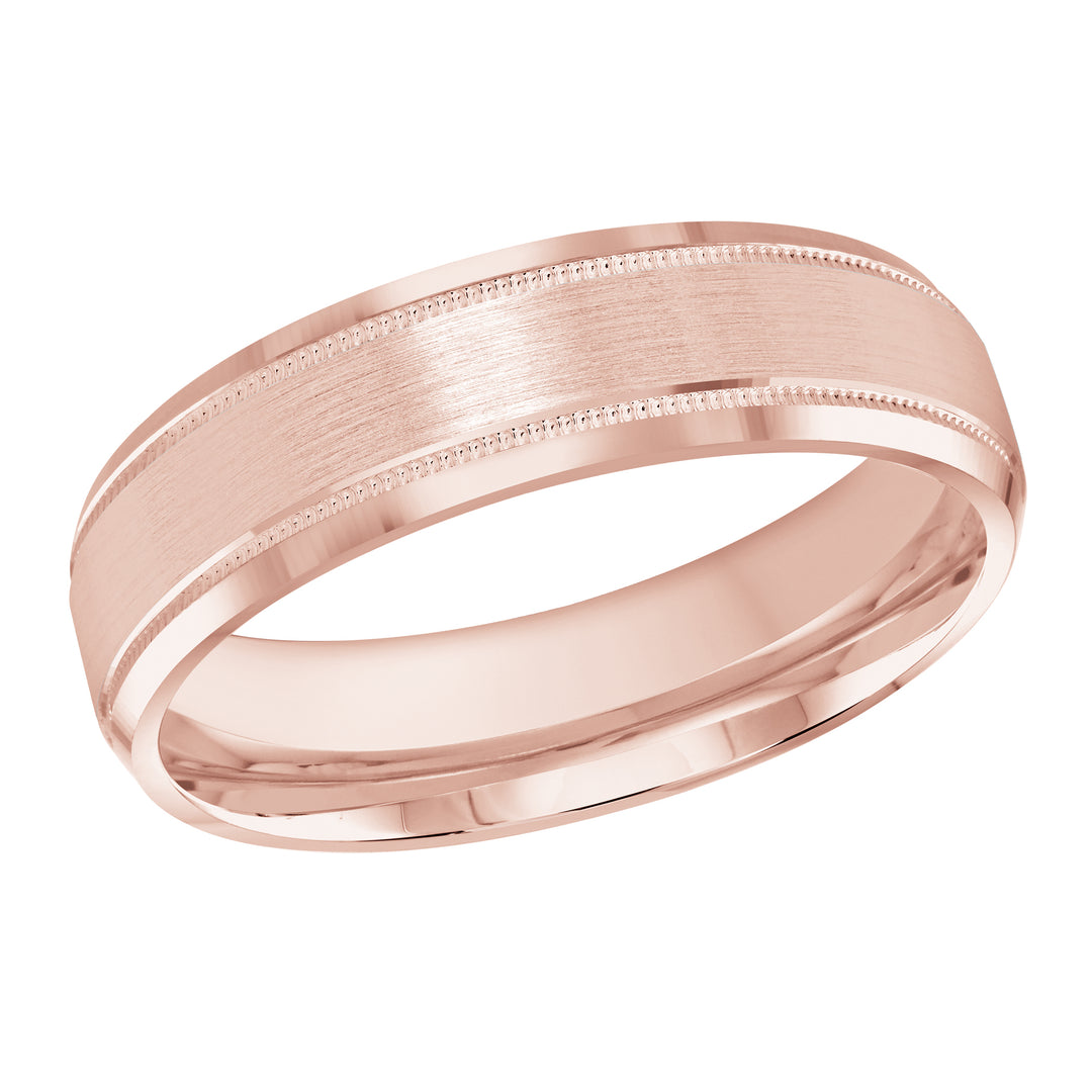 M3 413 6P 01   A Pink Wedding Band available in 10K  14K and 18K Gold