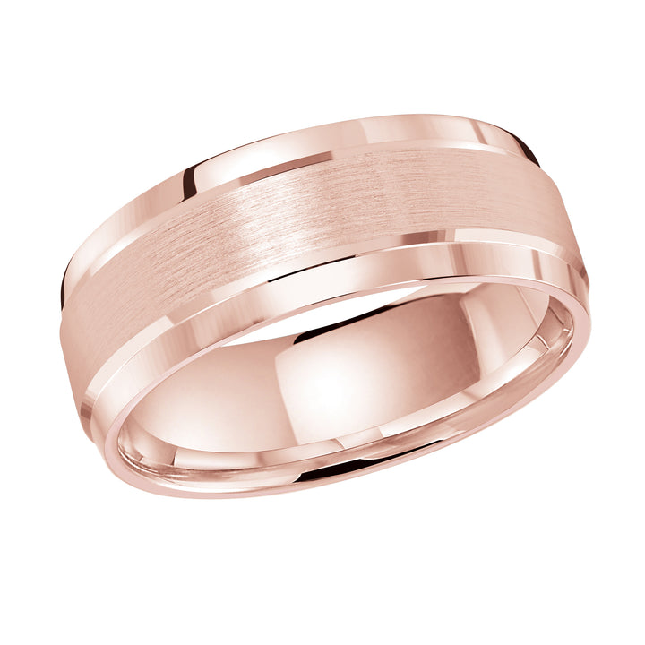 M3 418 8P 01   A Pink Wedding Band available in 10K  14K and 18K Gold