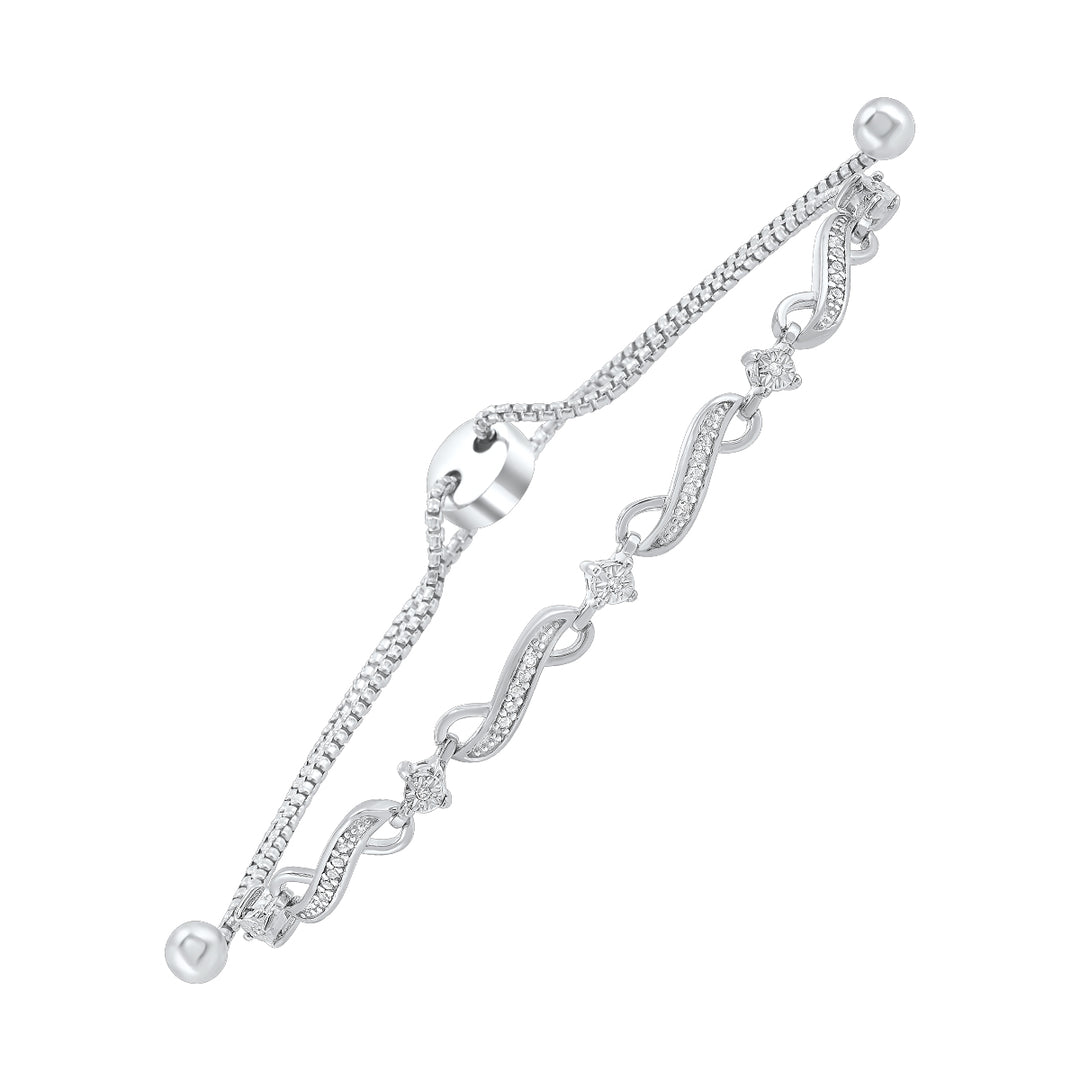 Silver White Diamond 1/8Ctw Bracelet