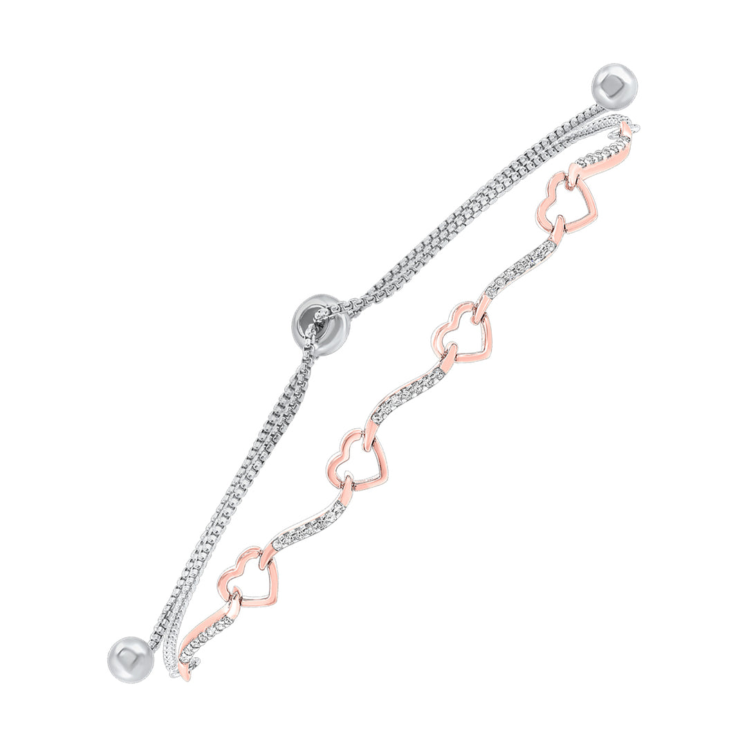 Silver Rose Diamond 1/8Ctw Bracelet