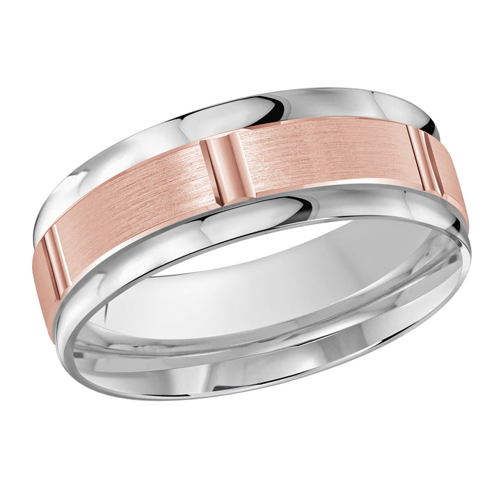 M3 636 8WP 01   A White   Pink Wedding Band available in 10K  14K and 18K Gold