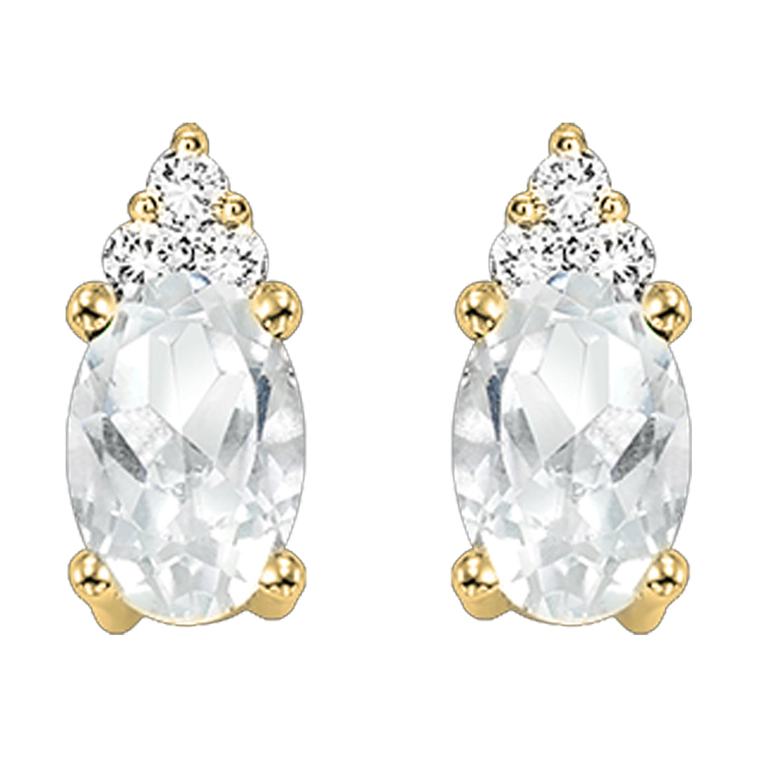 10Kt Yellow Gold Diamond 1/20Ctw & White Topaz 1/2Ctw Earring