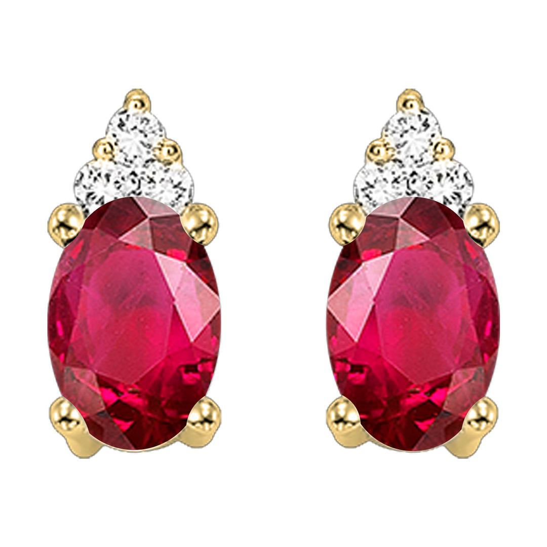 10Kt Yellow Gold Diamond 1/20Ctw & Ruby 1/2Ctw Earring