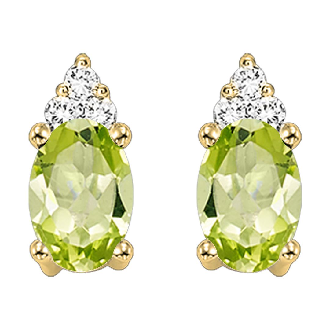 10Kt Yellow Gold Diamond 1/20Ctw & Peridot 5/8Ctw Earring