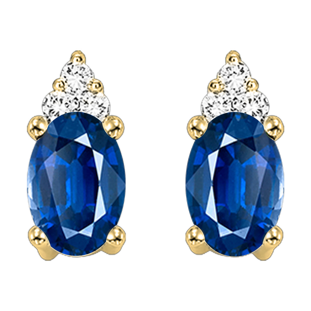 10Kt Yellow Gold Diamond 1/20Ctw & Sapphire 1/4Ctw Earring