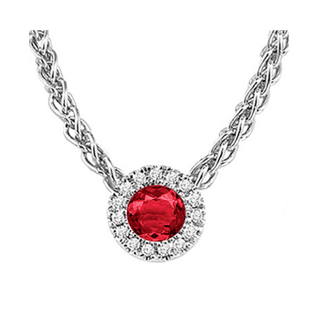 14Kt White Gold Diamond 1/20Ctw & Garnet 1/3Ctw Pendant