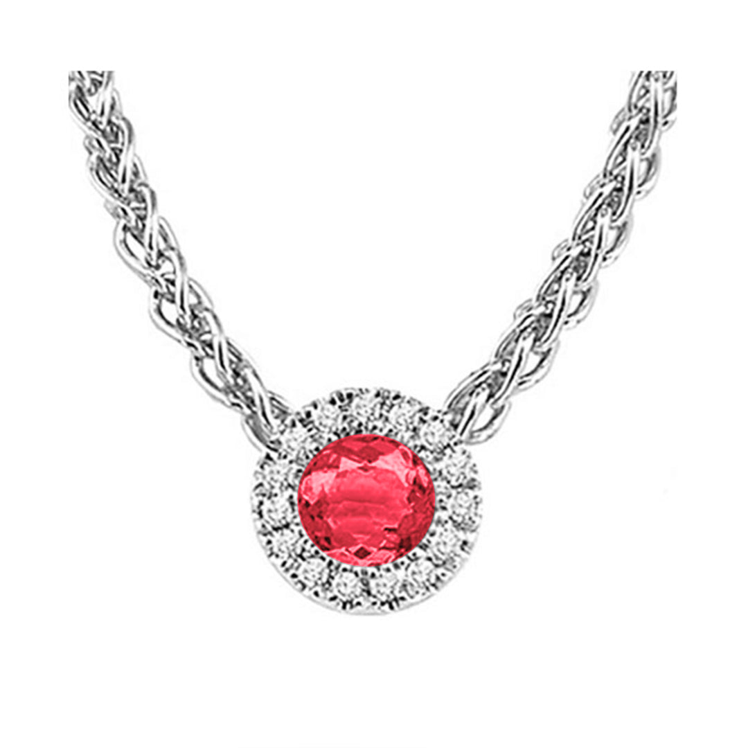 14Kt White Gold Diamond 1/20Ctw & Ruby 1/4Ctw Pendant