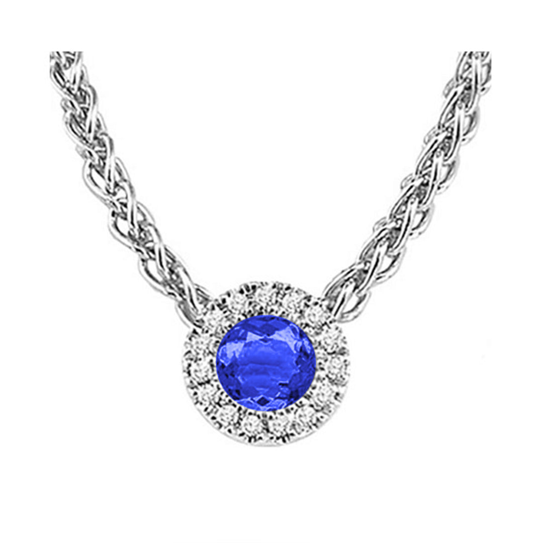 14Kt White Gold Diamond 1/20Ctw & Sapphire 1/4Ctw Pendant