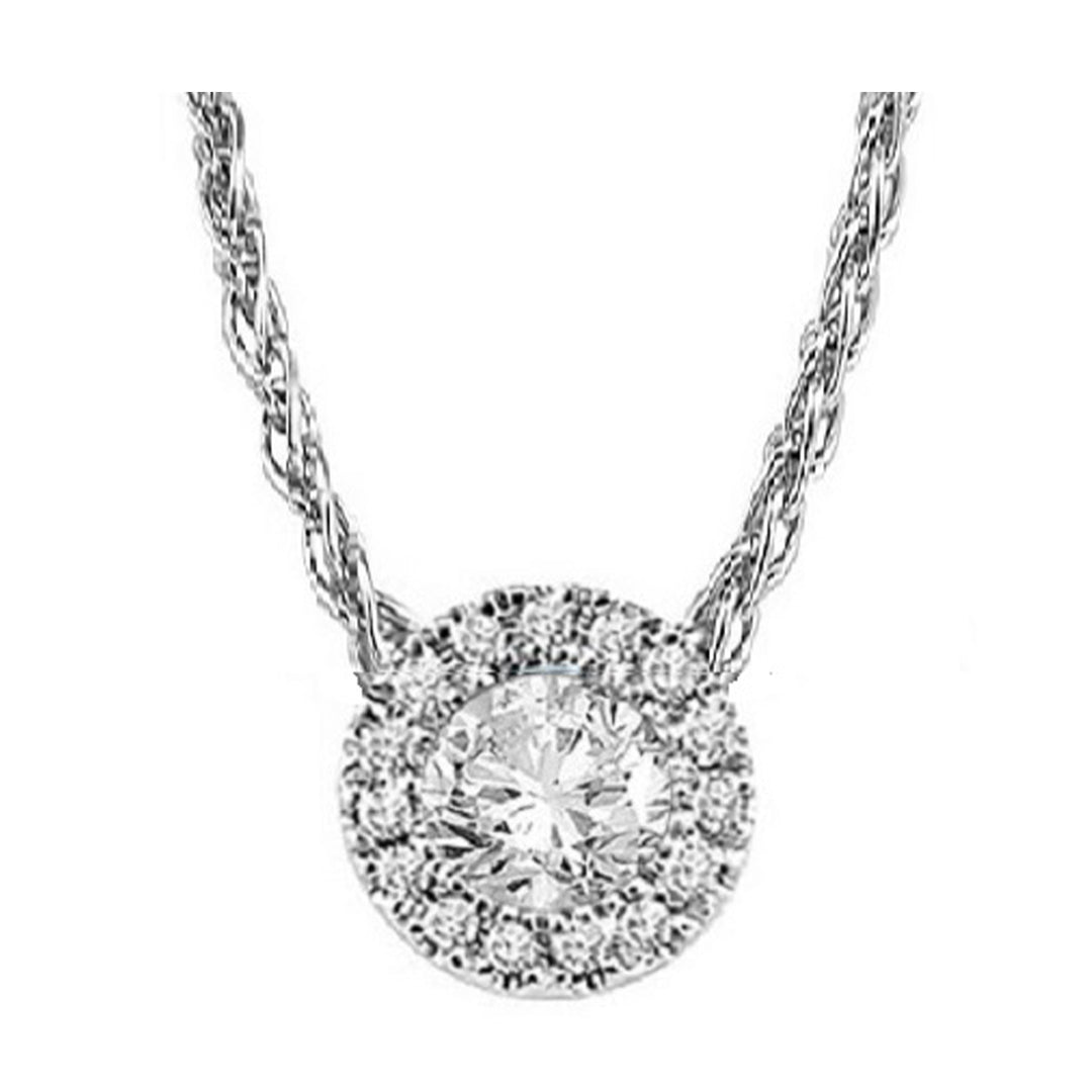 14Kt White Gold Diamond 1/20Ctw & White Topaz 1/3Ctw Pendant