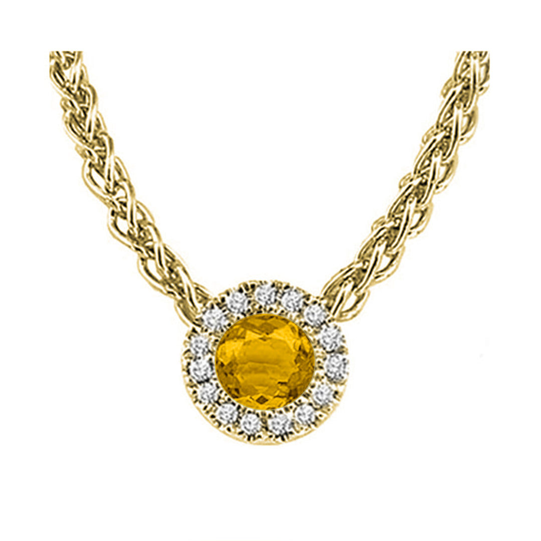 14Kt Yellow Gold Diamond 1/20Ctw & Citrine 1/4Ctw Pendant