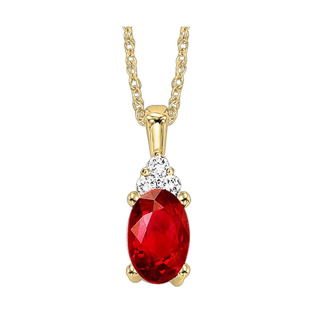 10Kt Yellow Gold Diamond 1/50Ctw & Garnet 1/2Ctw Pendant