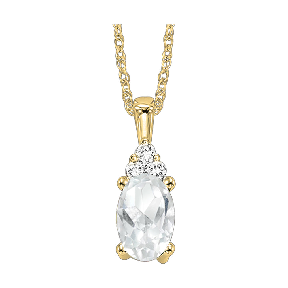 10Kt Yellow Gold Diamond 1/50Ctw & White Topaz 3/8Ctw Pendant